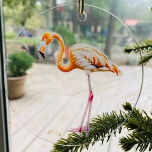 Flamingo Christmas ornament double sided